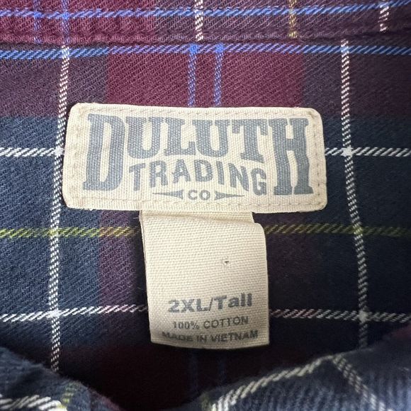 Duluth Trading Multicolor Plaid Long Sleeve Button Down Flannel Shirt 2XL Tall - Picture 4 of 4